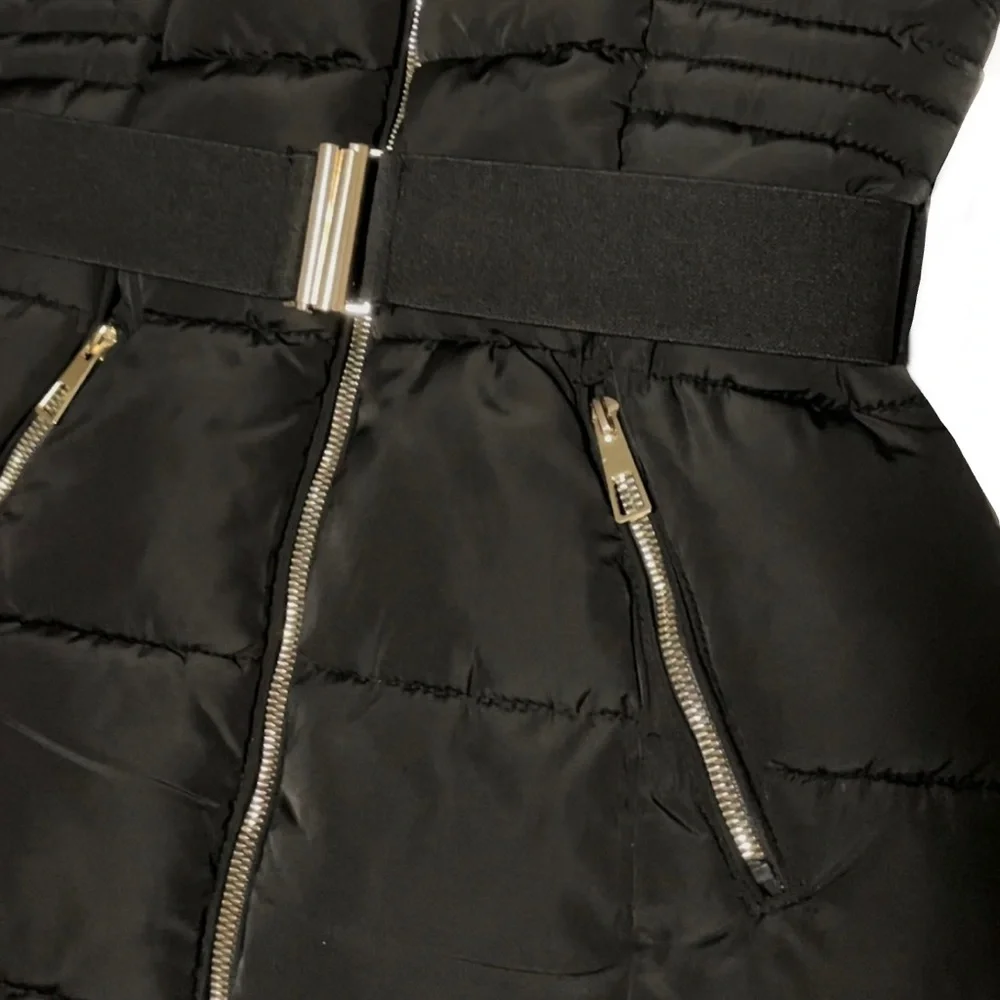 YMI Medium Black and Gold Long Winter Jacket - Picture 11 of 14